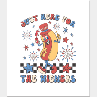 Hot Dog I'm Just Here For The Wieners 4Th Of July T-Shirt Posters and Art